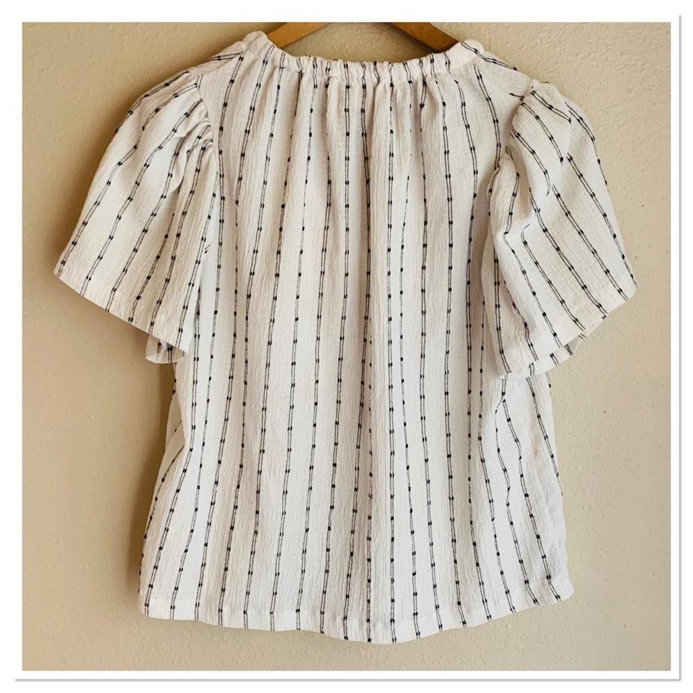 Madewell Tie Neck Tunic Top Knit Dot Pattern Ivory Black Size Small - Picture 5 of 8